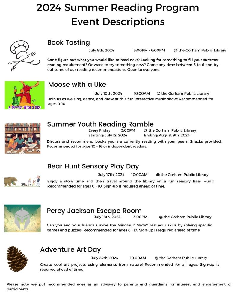 Summer Reading Program Gorham Public Library